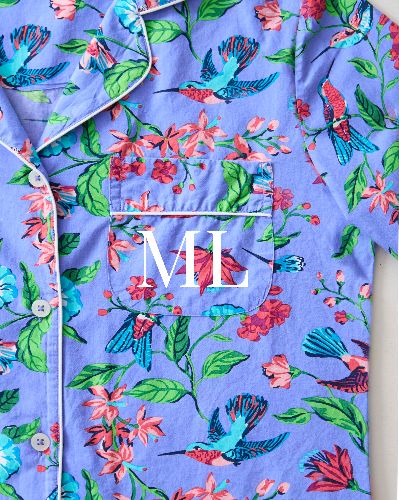 Hummingbird Haven - Short Sleeve Top & Cropped Pajama Pants Set + Gift Pouch - Crocus sold by Printfresh