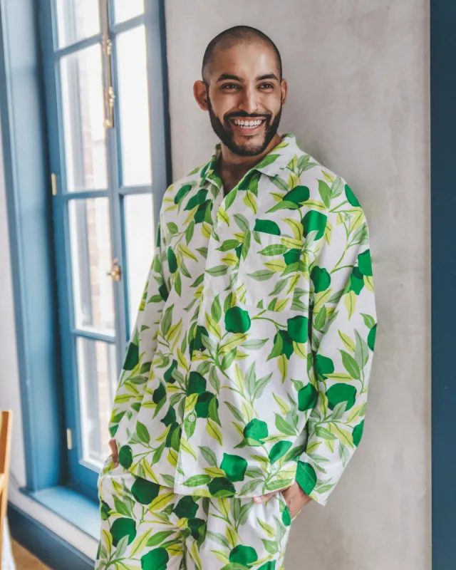 Lime Zest - Men's Long PJ Set - Cloud sold by Printfresh