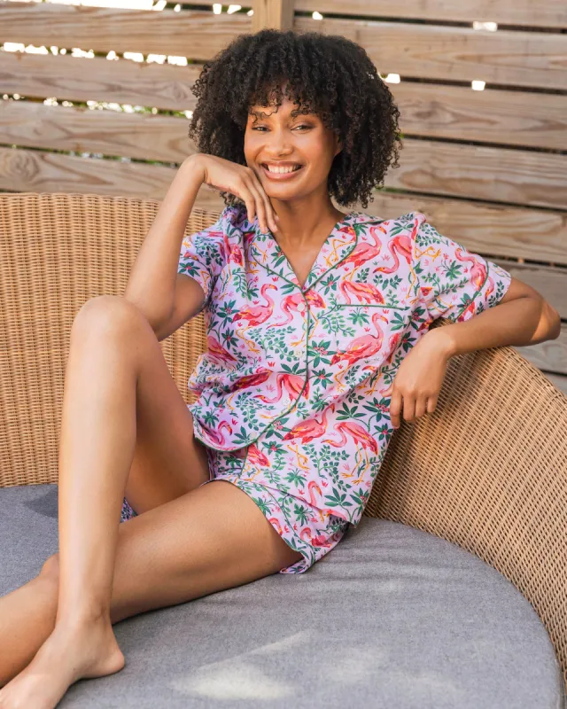 Flock of Flamingos - Short PJ Set - Rose sold by Printfresh