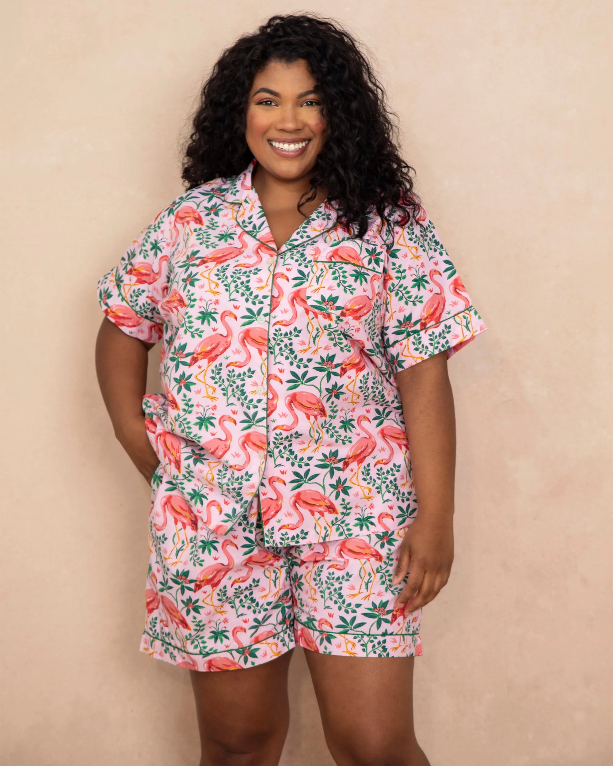 Flock of Flamingos - Short PJ Set - Rose sold by Printfresh product image thumbnail 4