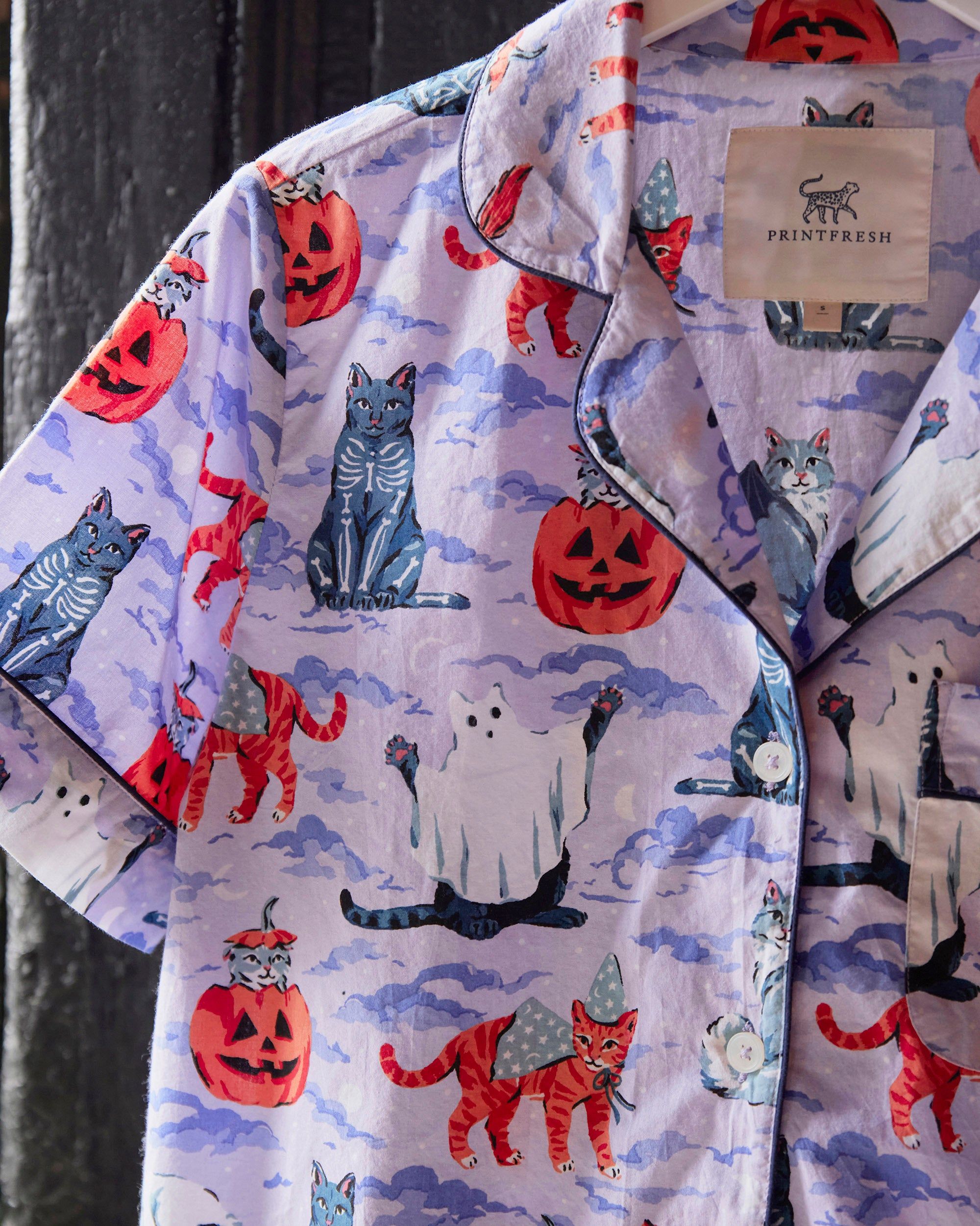 Halloween House Cats - Short PJ Set - Lavender sold by Printfresh product image thumbnail 4