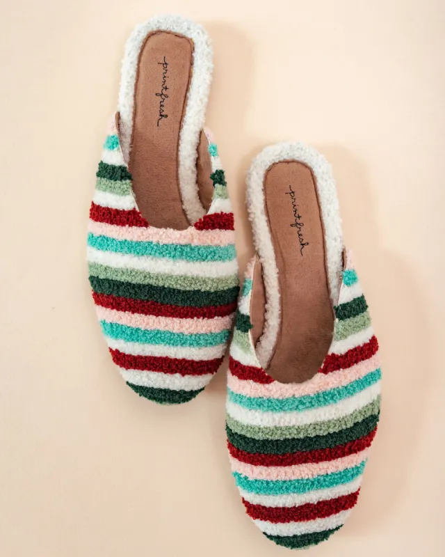 Candy Cane Stripe - Tufted Slippers - Multi sold by Printfresh