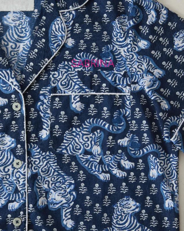 Tiger Queen - Long PJ Set - Navy sold by Printfresh