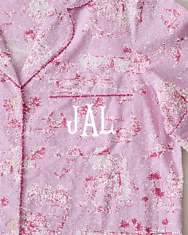 PF x Sean Taylor Girls' Trip Toile - Long PJ Set - Rose sold by Printfresh