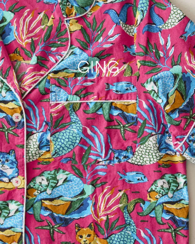 Meowing Mermaids - Long PJ Set - Hot Pink sold by Printfresh