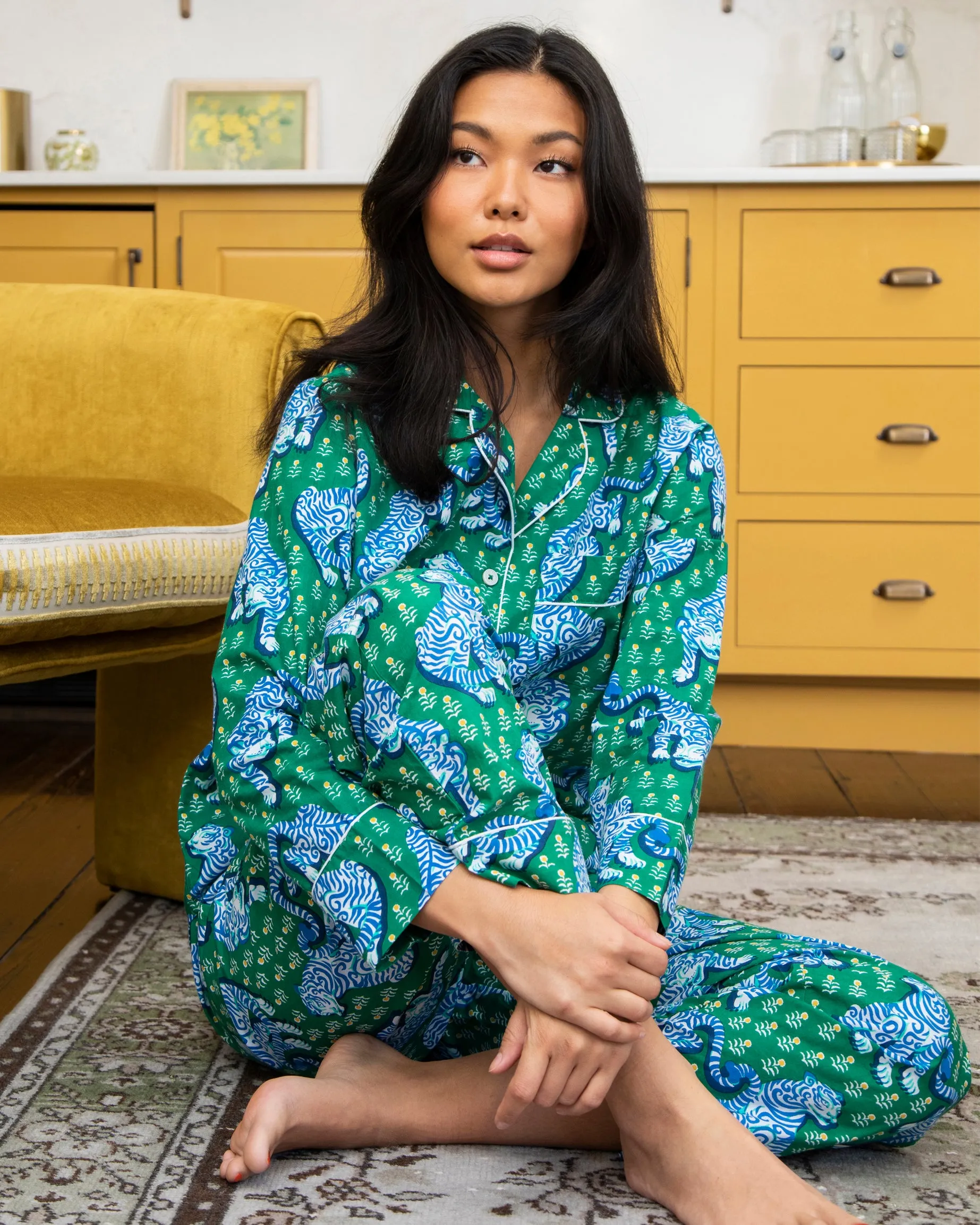 Tiger Queen - Petite Long PJ Set - Jade sold by Printfresh product image thumbnail 2