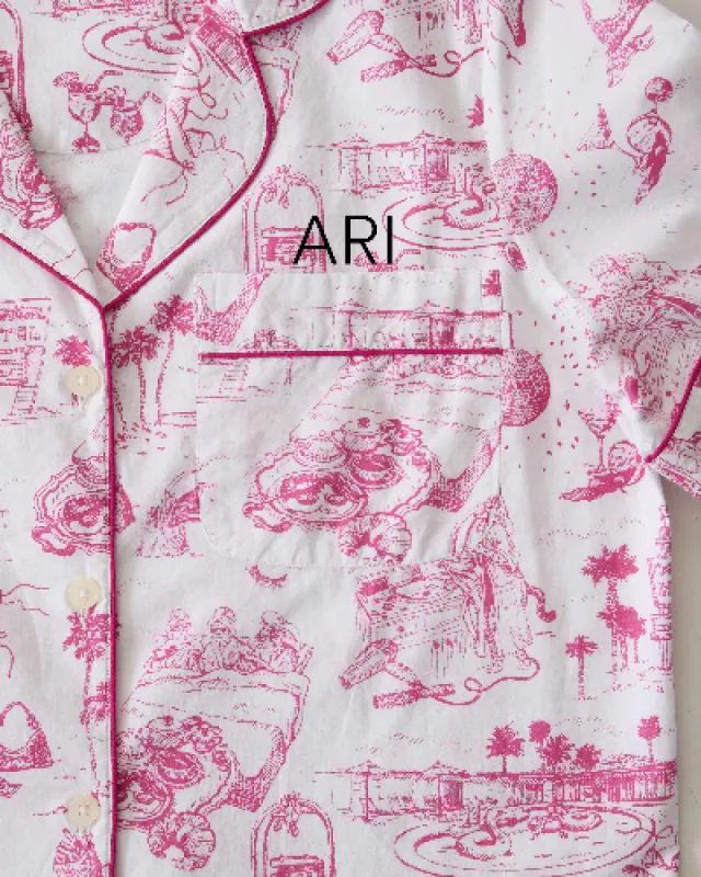 PF x Sean Taylor Girls' Trip Toile - Long PJ Set - Pink Cloud sold by Printfresh