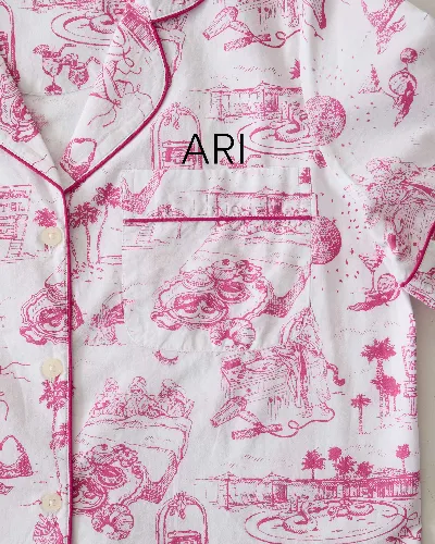 PF x Sean Taylor Girls' Trip Toile - Long PJ Set - Pink Cloud sold by Printfresh