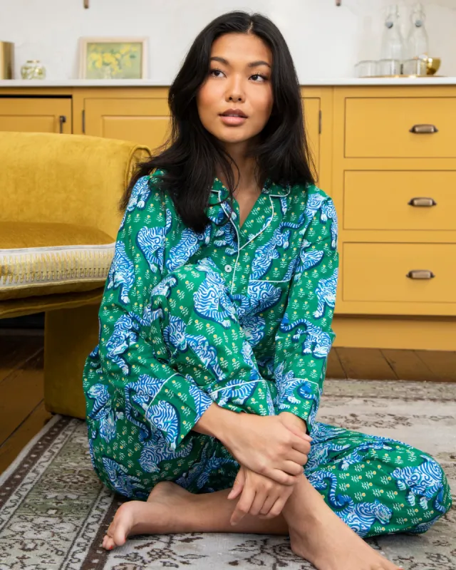 Tiger Queen - Long PJ Set - Jade sold by Printfresh
