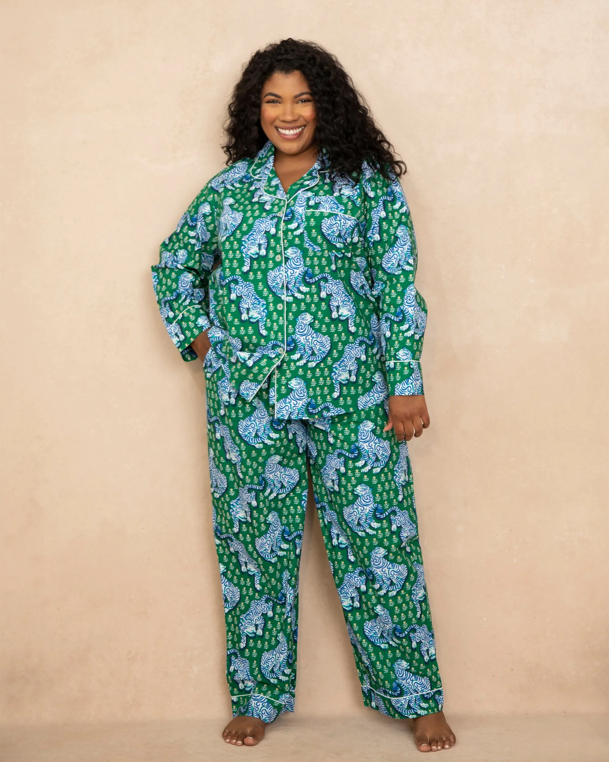 Tiger Queen - Long PJ Set - Jade sold by Printfresh product image thumbnail 4