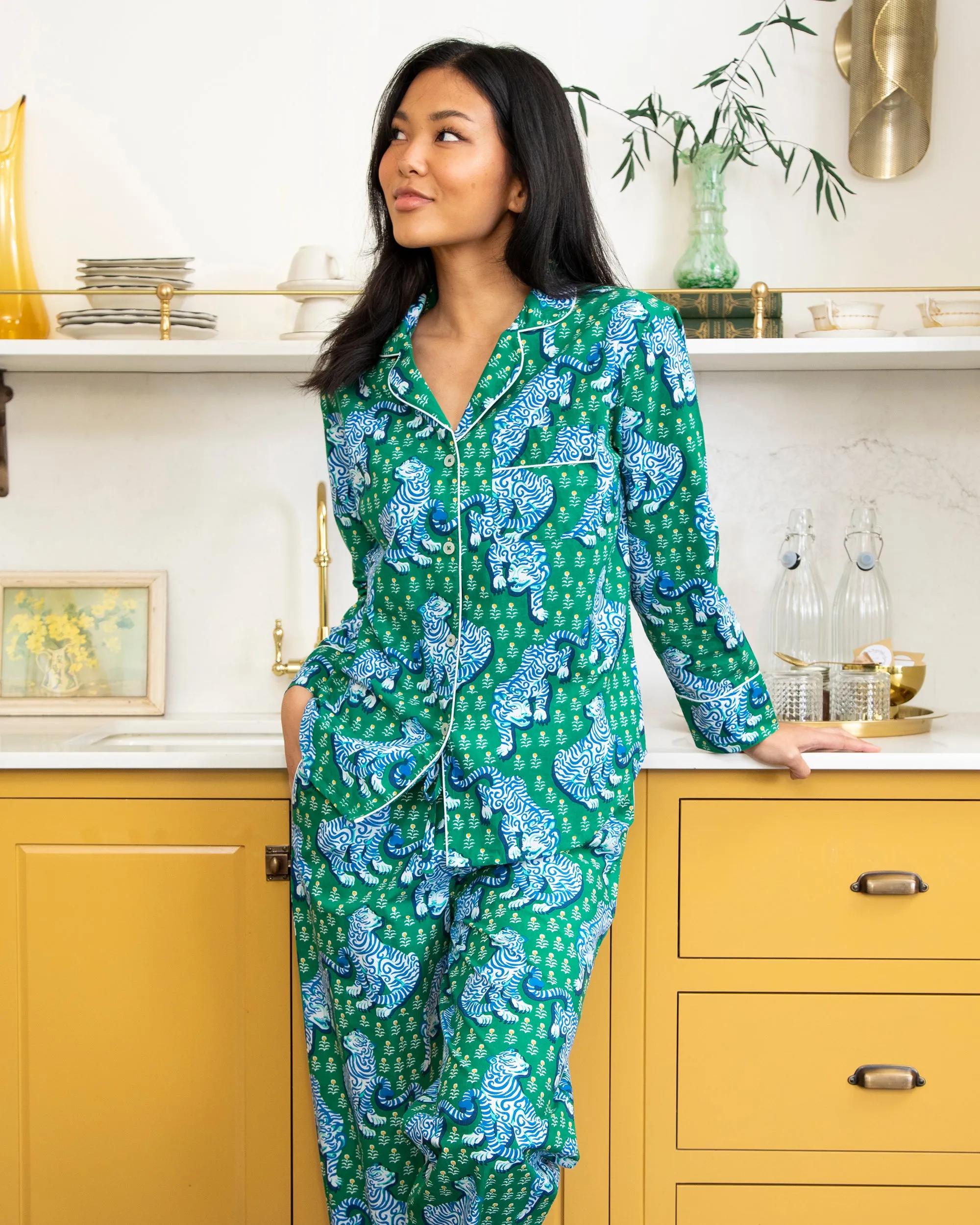 Tiger Queen - Long PJ Set - Jade sold by Printfresh product image thumbnail 3