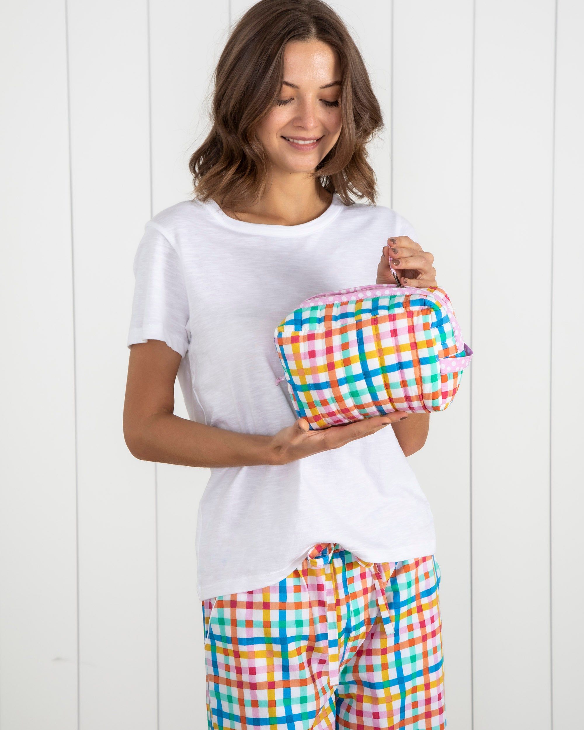 Printfresh + Oh Joy! - Plaid Picnic - Makeup Pouch - Citrus Squeeze sold by Printfresh product image thumbnail 4