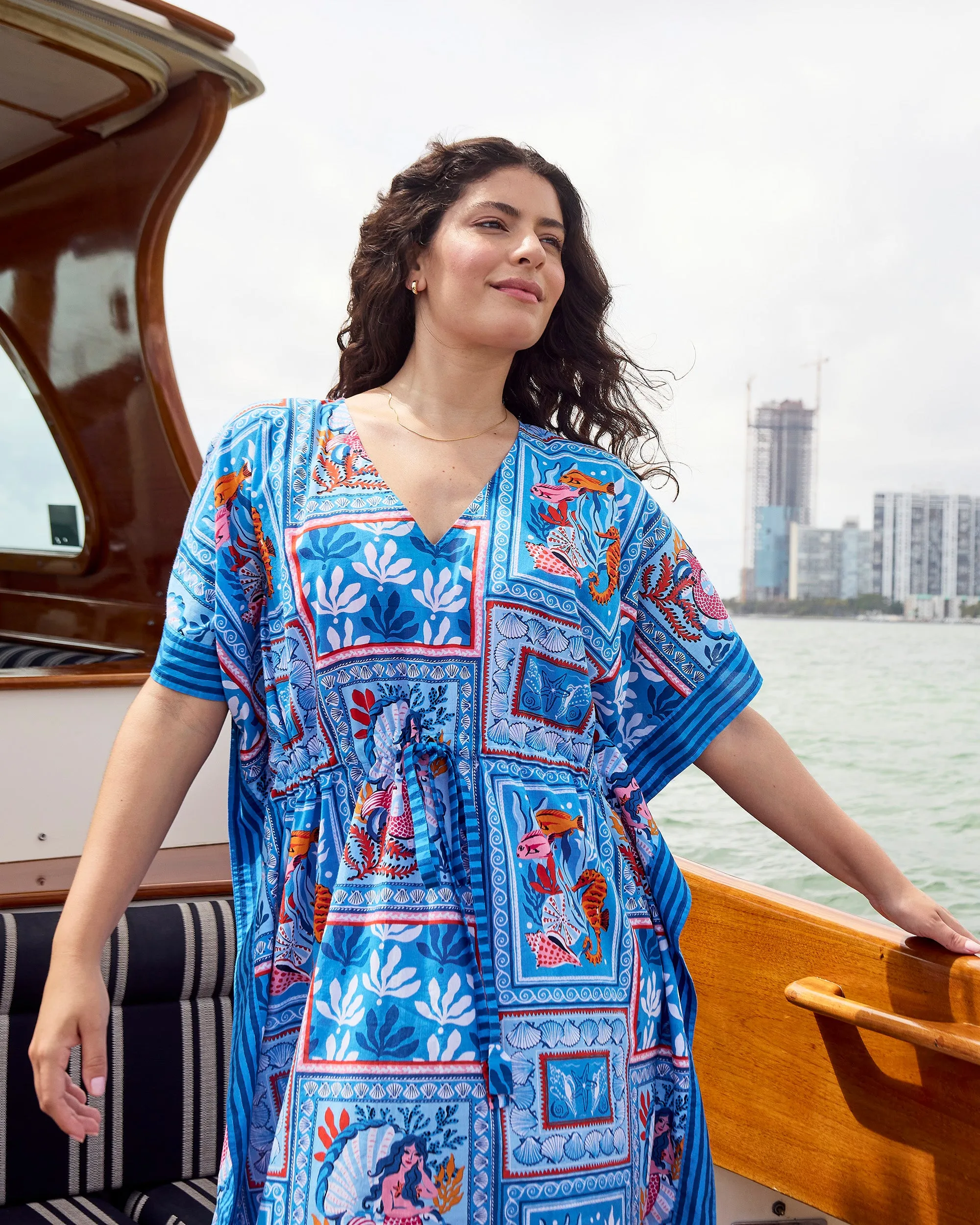 Tidal Tapestry - Let's Cruise Caftan - Saltwater Blue sold by Printfresh product image thumbnail 3