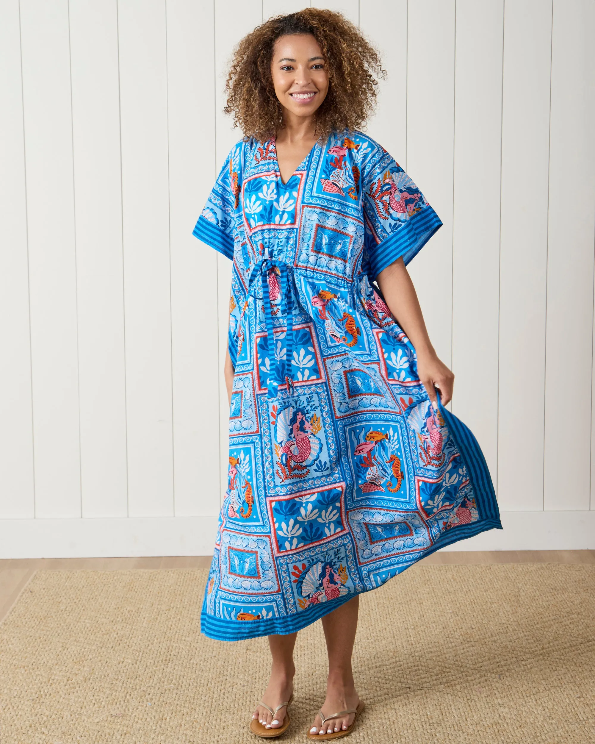 Tidal Tapestry - Let's Cruise Caftan - Saltwater Blue sold by Printfresh product image thumbnail 4