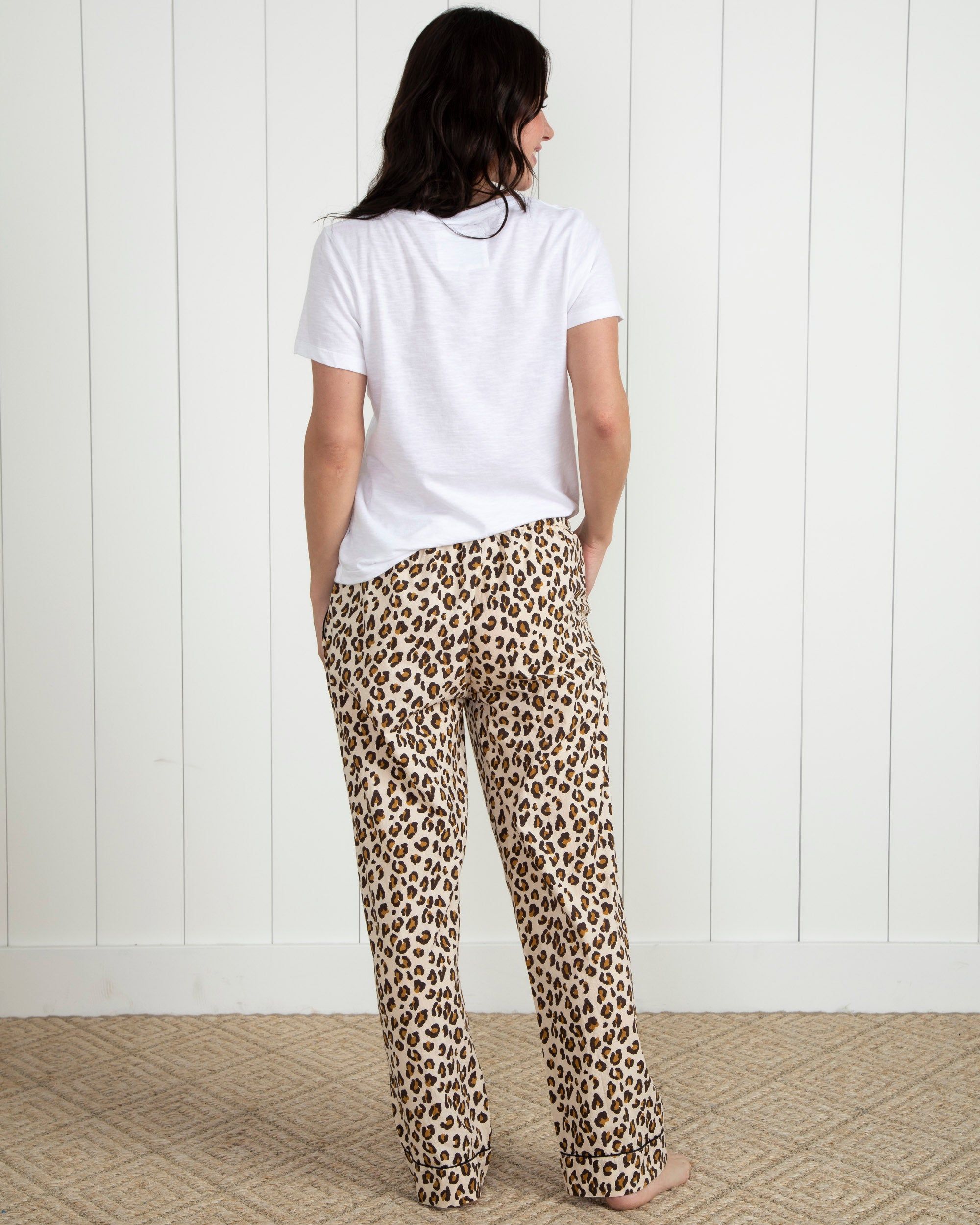 Lounging Leopard - Petite Pajama Pants - Latte sold by Printfresh product image thumbnail 4