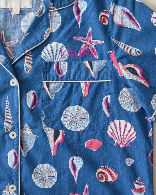 Beachcomber  - Short Sleeve Top & Cropped Pants Set - Shoreline Blue sold by Printfresh