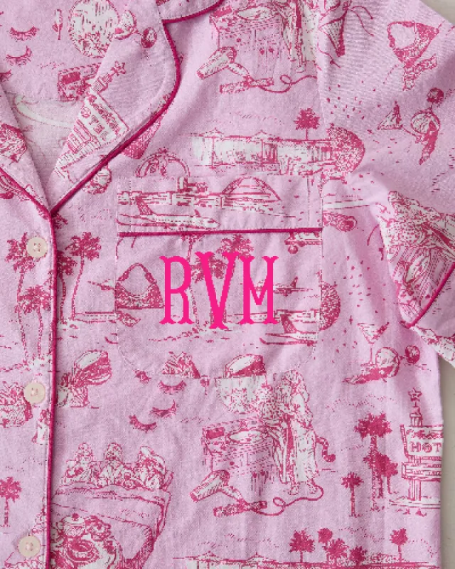 PF x Sean Taylor Girls' Trip Toile - Long PJ Set - Rose sold by Printfresh