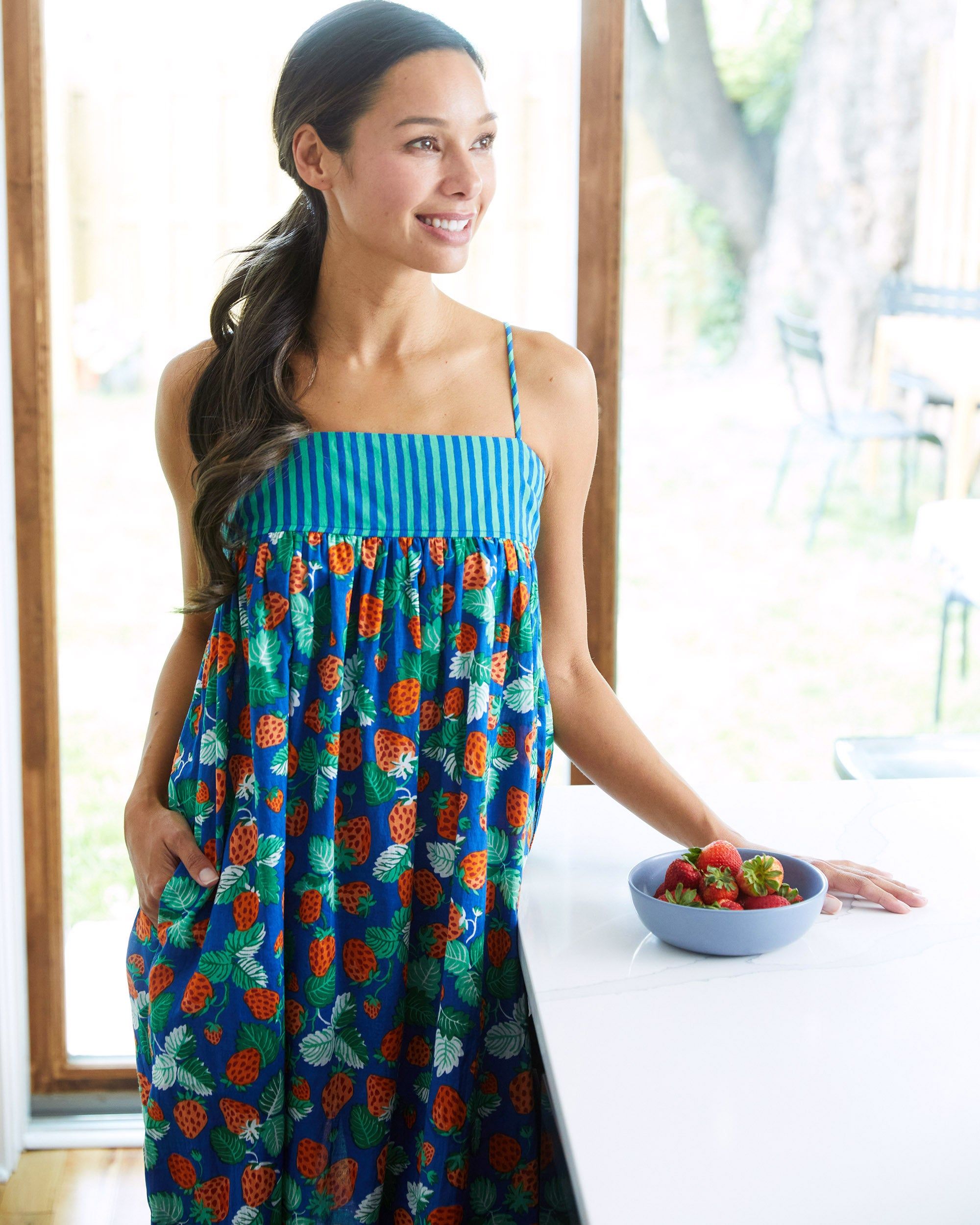 Strawberry Fields - Daydream Nightgown - Queen Blue sold by Printfresh