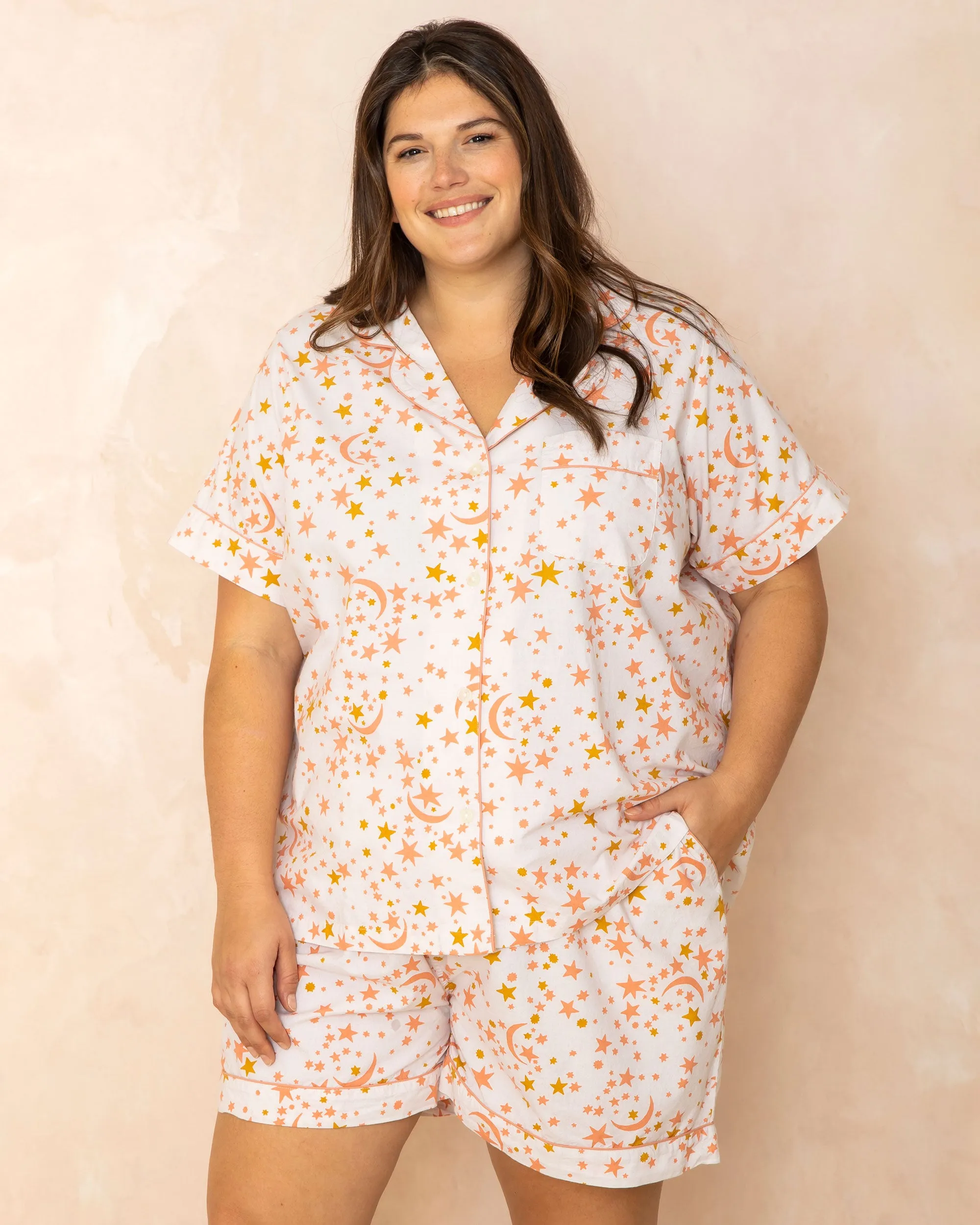 Celestial Skies - Short PJ Set - Peach sold by Printfresh product image thumbnail 2