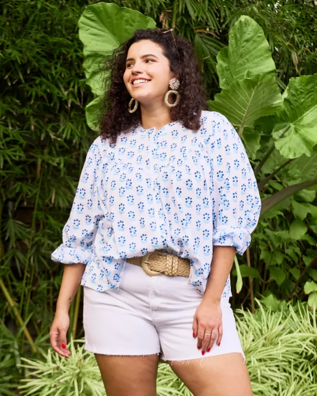 In Bloom - Birdie Blouse - Blue Cloud sold by Printfresh