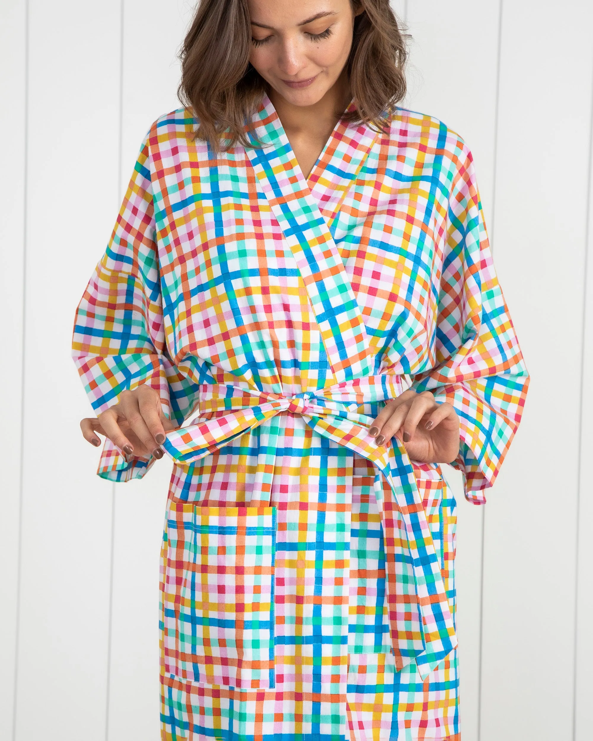 Printfresh + Oh Joy! - Plaid Picnic - Robe - Citrus Squeeze sold by Printfresh product image thumbnail 5
