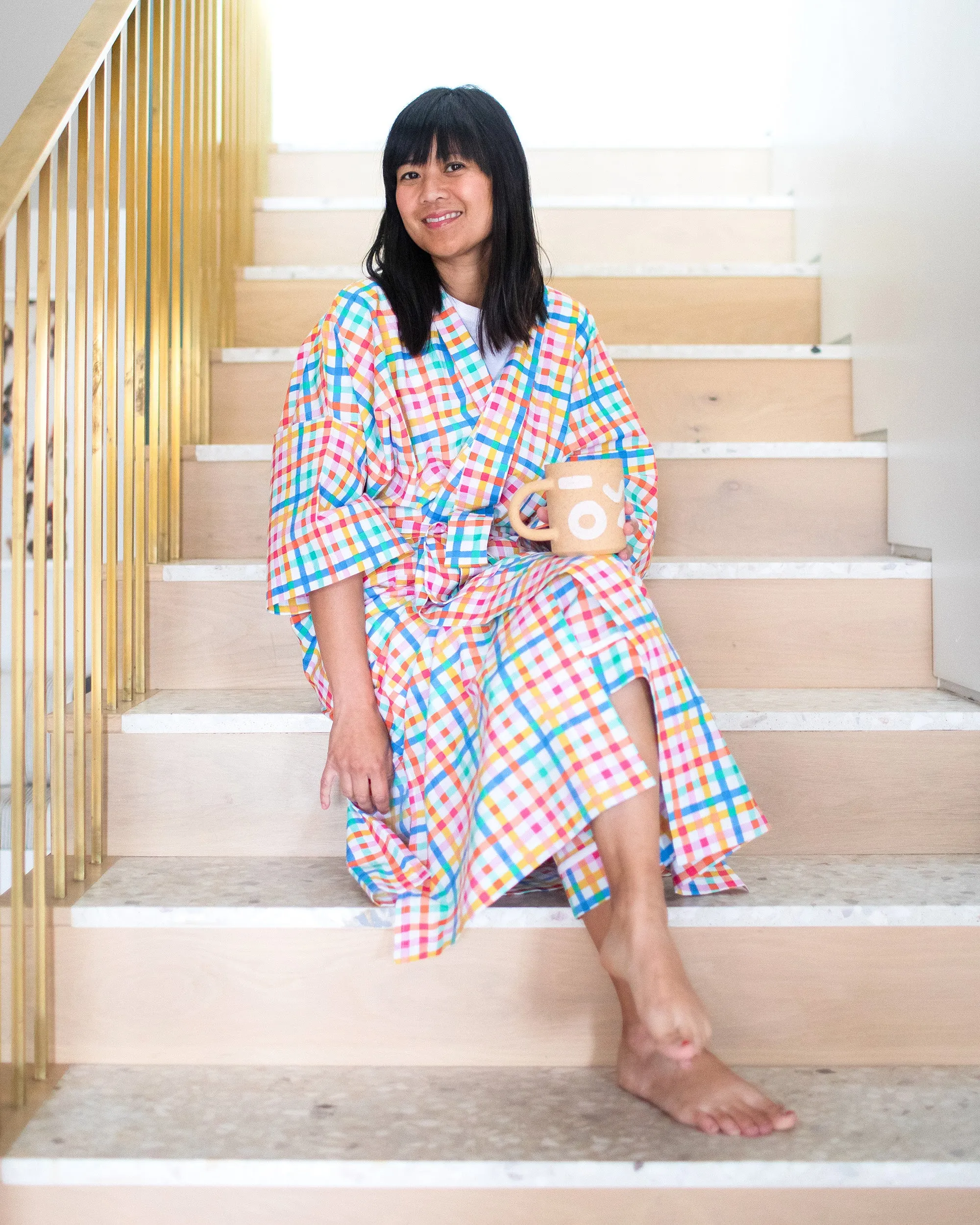 Printfresh + Oh Joy! - Plaid Picnic - Robe - Citrus Squeeze sold by Printfresh product image thumbnail 4