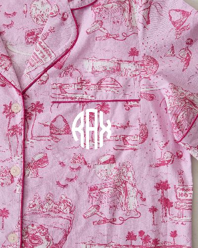 PF x Sean Taylor Girls' Trip Toile - Long Sleep Set - Rose sold by Printfresh