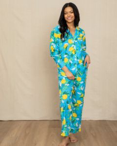 Lemon Zest - Long Sleep Set - Turquoise sold by Printfresh