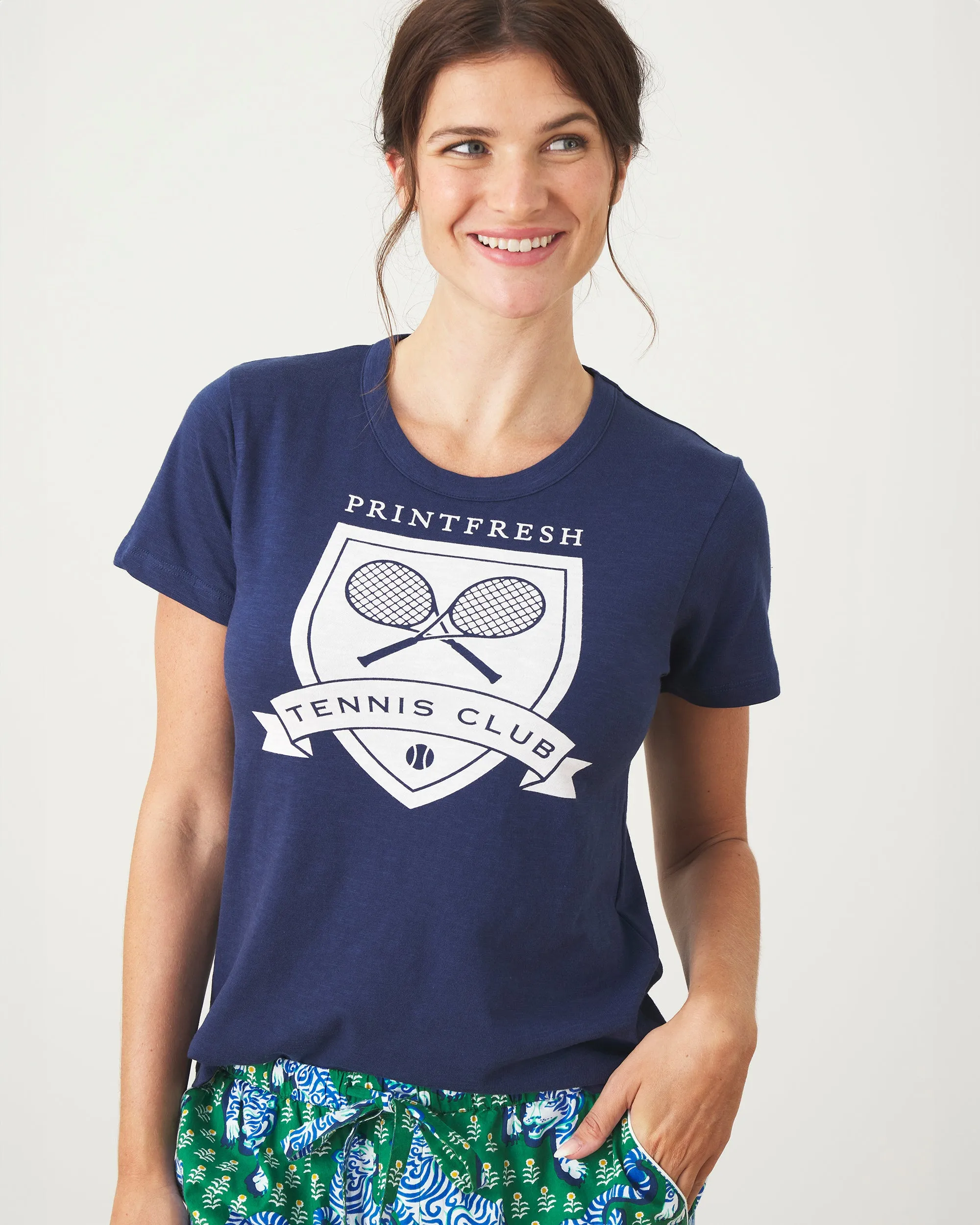 Tennis Club - Saturday Graphic Tee - Navy sold by Printfresh product image thumbnail 2