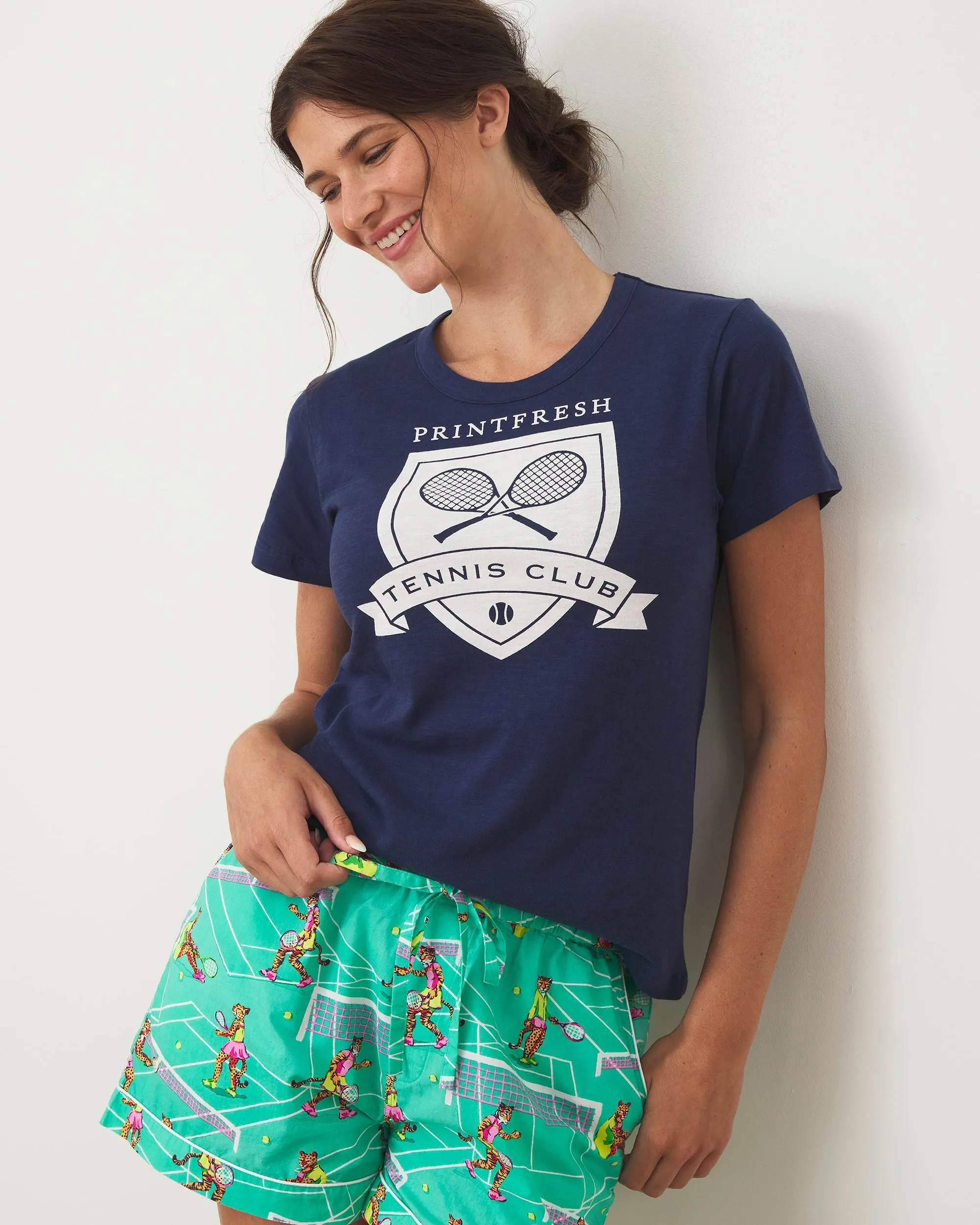 Tennis Club - Saturday Graphic Tee - Navy sold by Printfresh