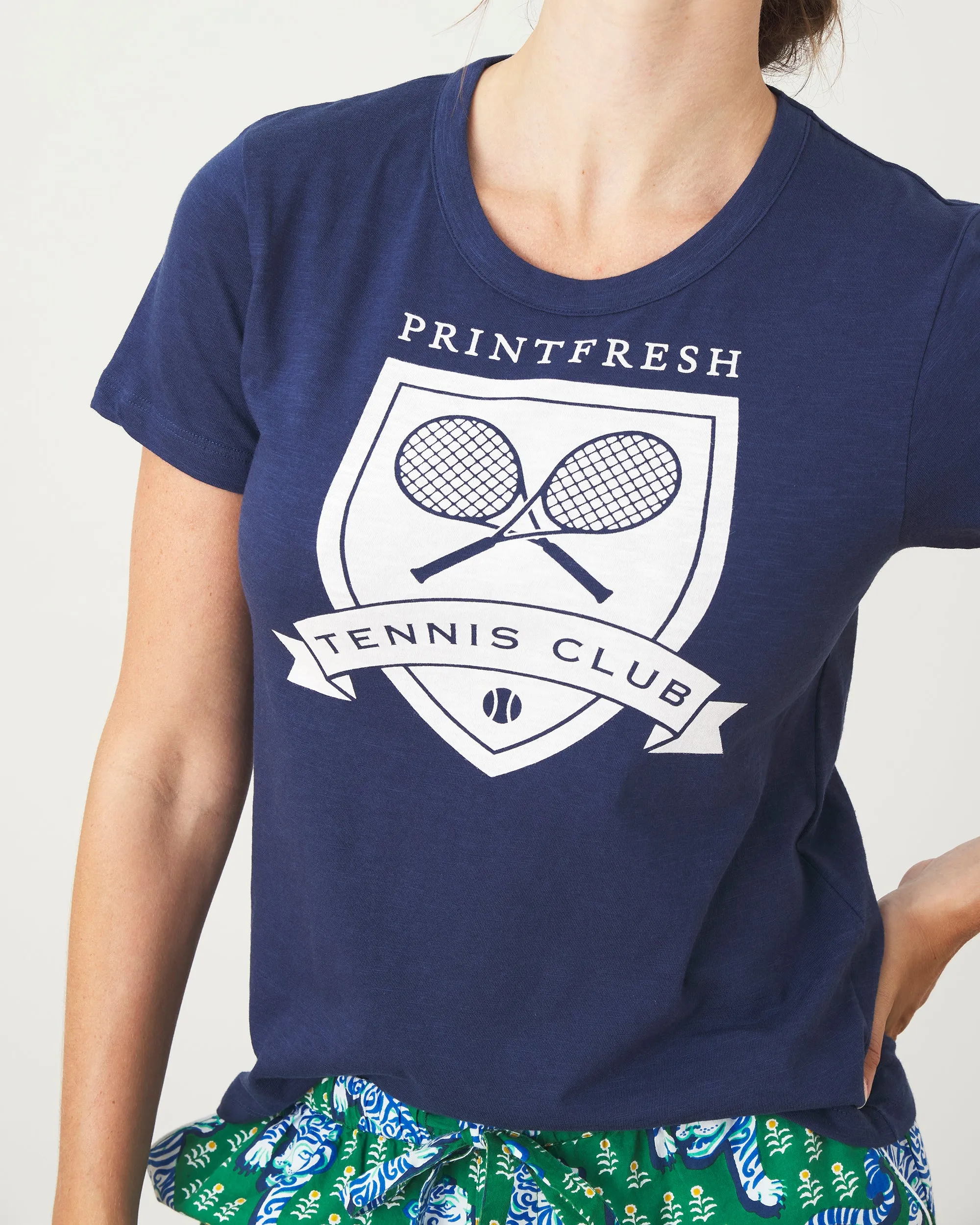 Tennis Club - Saturday Graphic Tee - Navy sold by Printfresh product image thumbnail 3