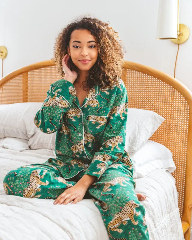 Bagheera - Lightweight Flannel Long Sleep Set - Forest sold by Printfresh