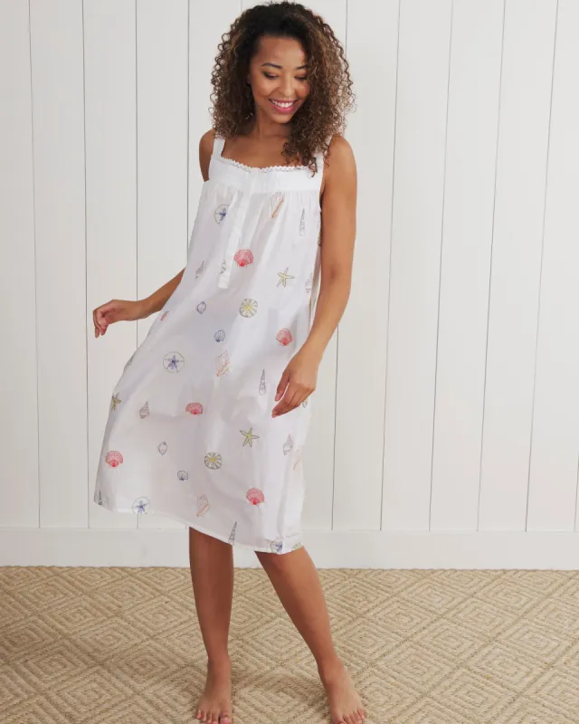 Embroidered Shells - Back to Bed Nightgown - Sand sold by Printfresh