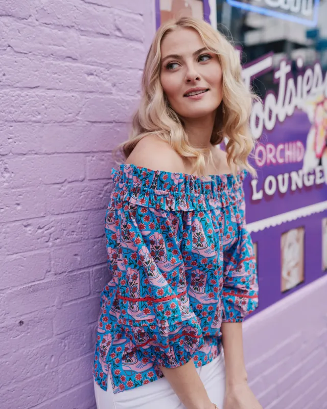 Rhinestone Cowgirl - Sweet Sunrise Blouse - Blue Jean sold by Printfresh