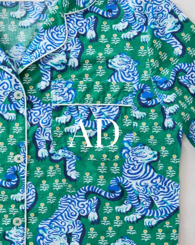 Tiger Queen - Tall Long PJ Set - Jade sold by Printfresh