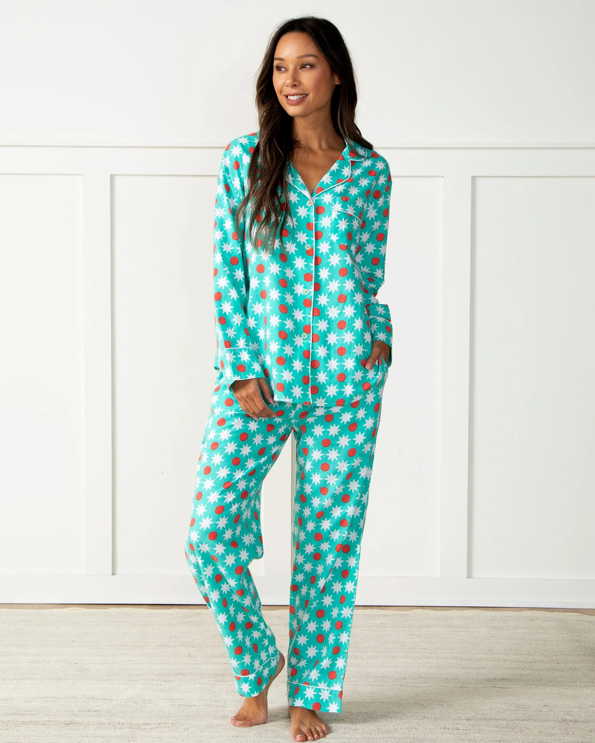 Star on Top - Flannel Long PJ Set - Glacier Mist sold by Printfresh product image thumbnail 2