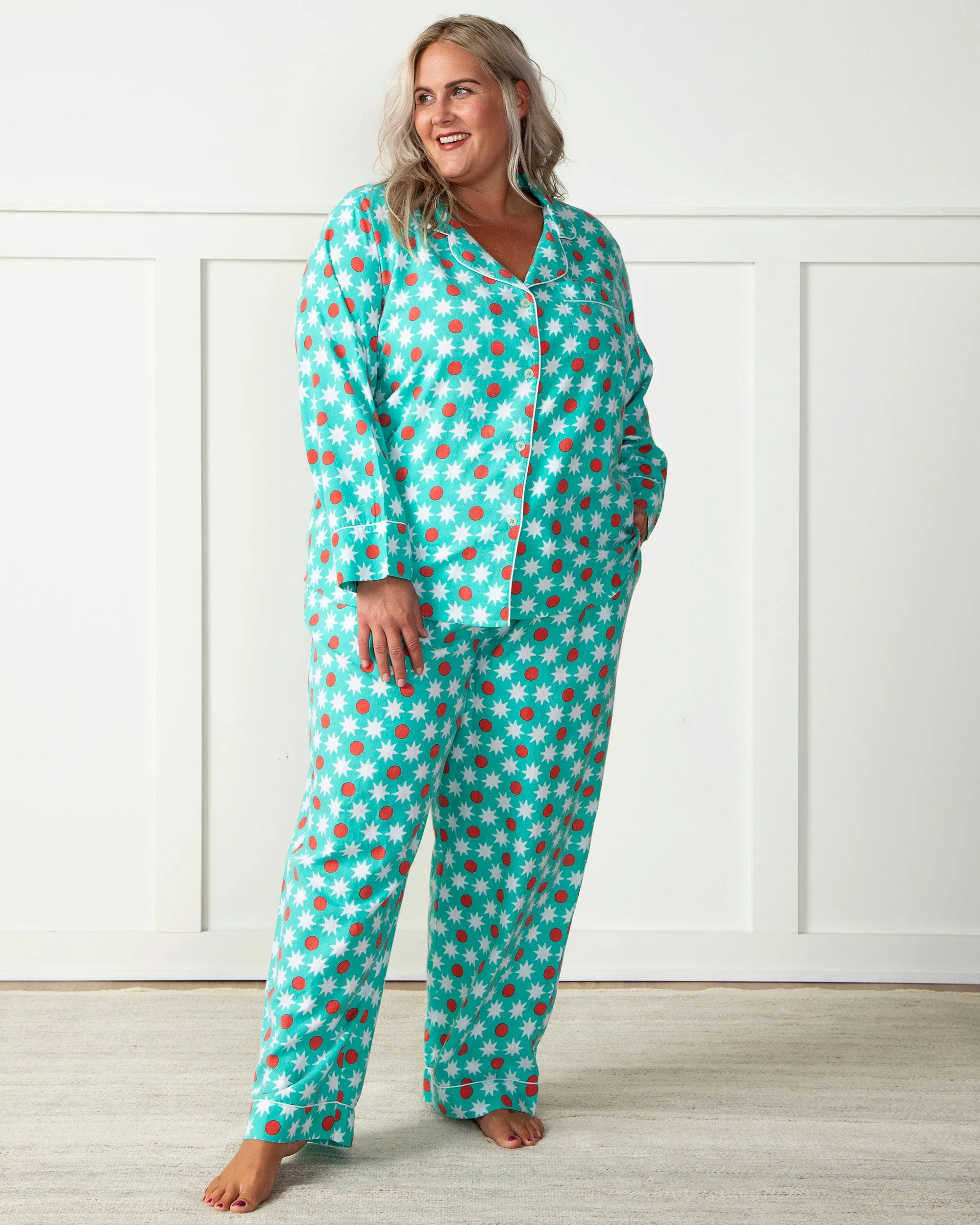 Star on Top - Flannel Long PJ Set - Glacier Mist sold by Printfresh product image thumbnail 3
