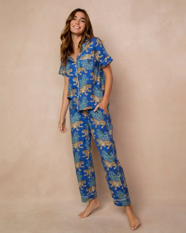 Bagheera - Short Sleep Top & Long Pants Set - Sapphire sold by Printfresh