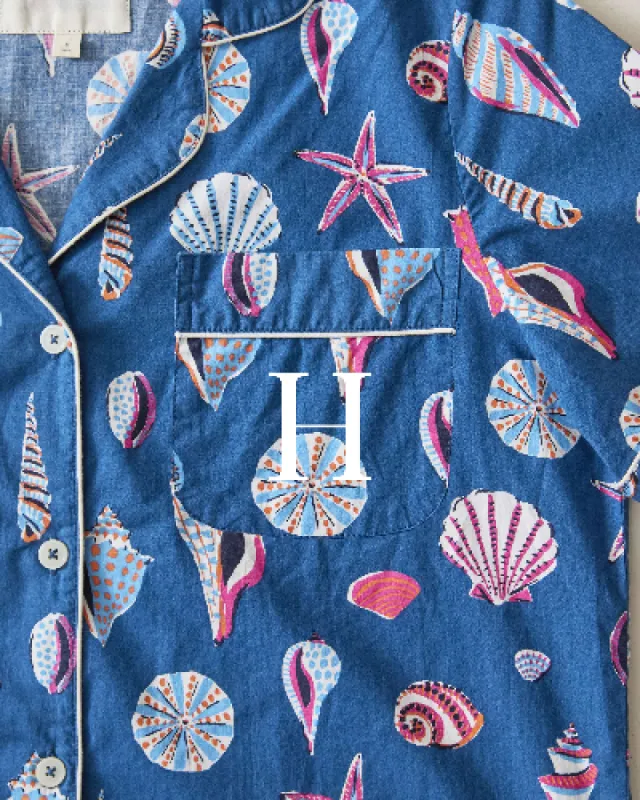 Beachcomber  - Short Sleeve Top & Cropped Pants Set - Shoreline Blue sold by Printfresh