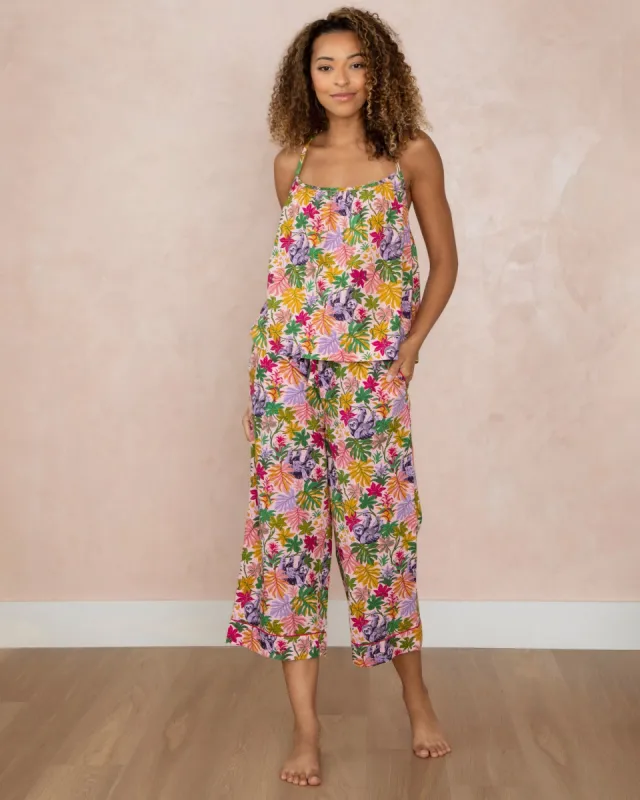 Snoozing Sloths - Cami Cropped Pants Set - Rose made by Printfresh