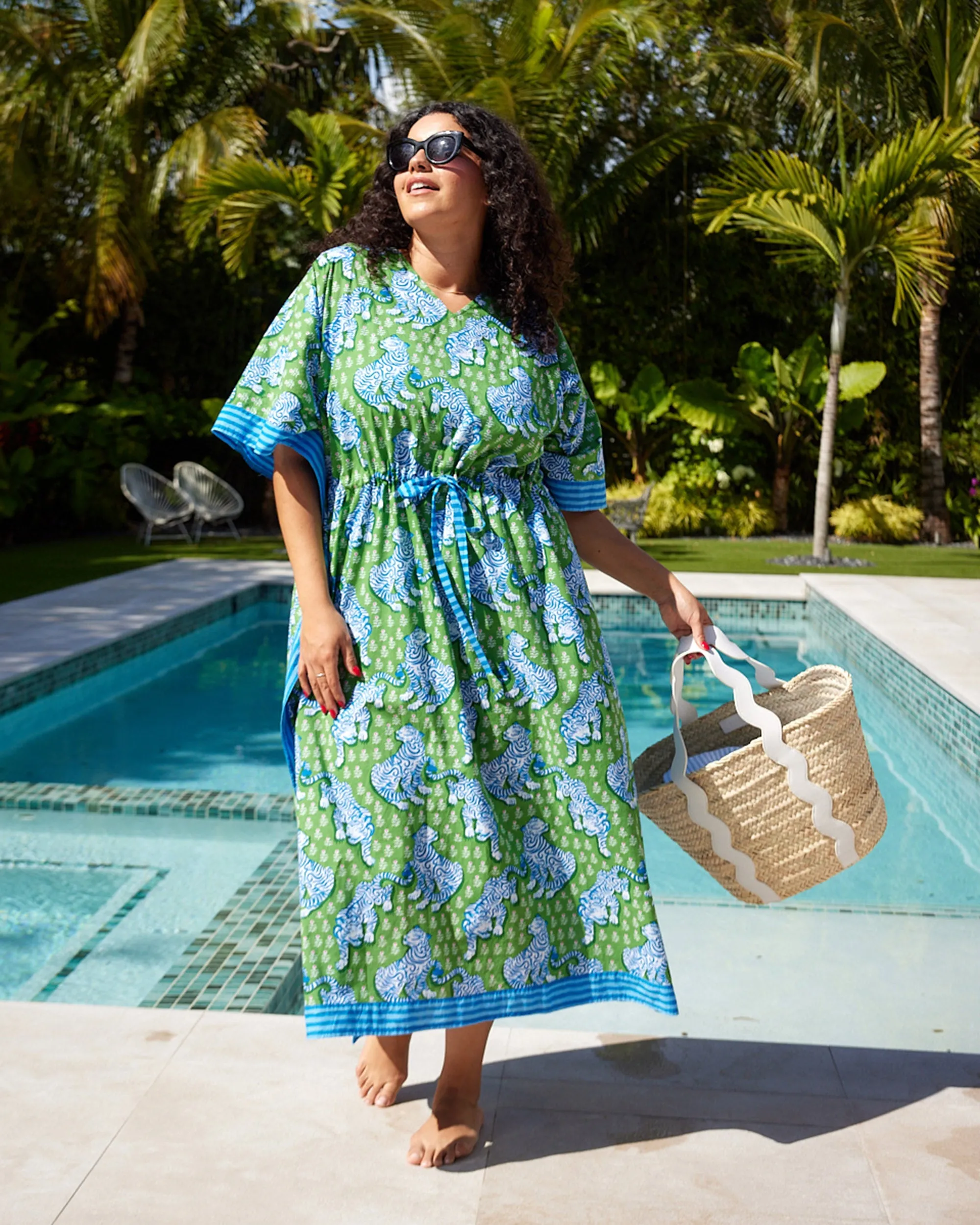 Tiger Queen - Let's Cruise Caftan - Sea Grass sold by Printfresh product image thumbnail 2
