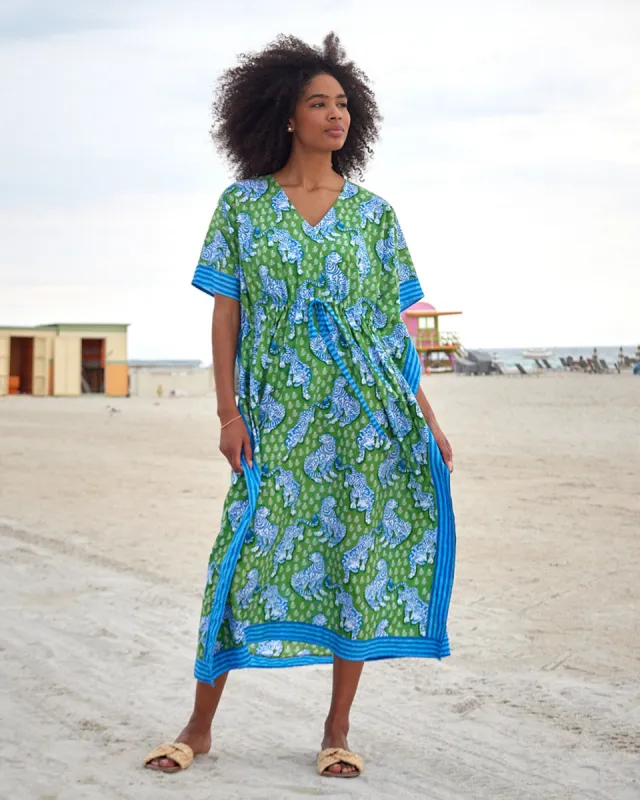 Tiger Queen - Let's Cruise Caftan - Sea Grass sold by Printfresh