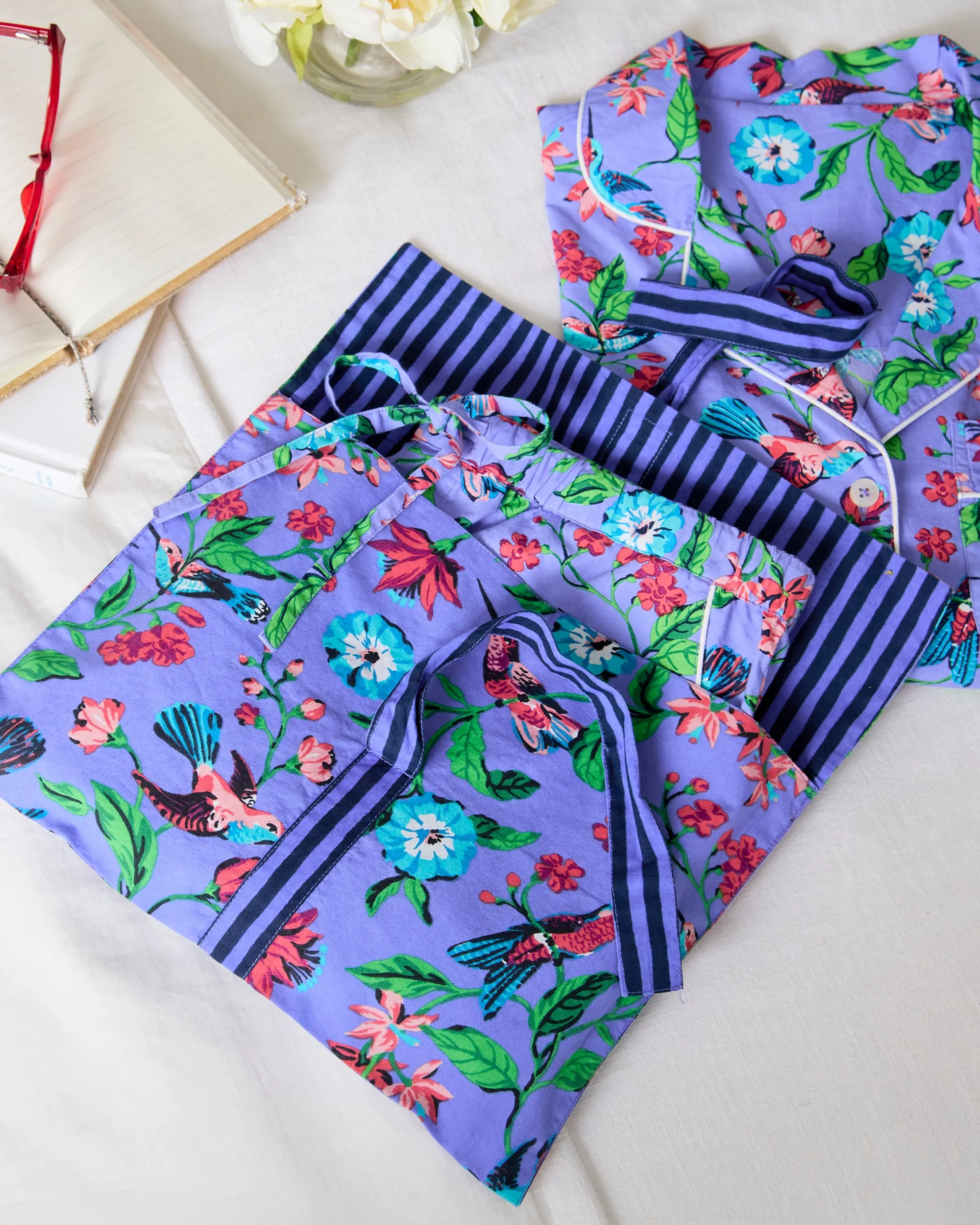 Hummingbird Haven - Short PJ Set + Gift Pouch - Crocus sold by Printfresh product image thumbnail 3