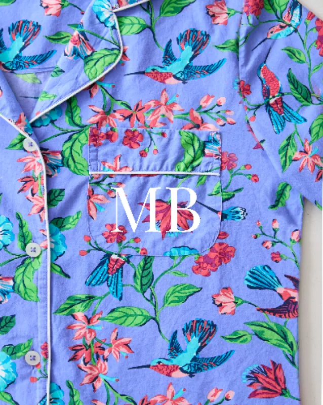 Hummingbird Haven - Short Sleeve Top & Cropped Pants Set + Gift Pouch - Crocus sold by Printfresh