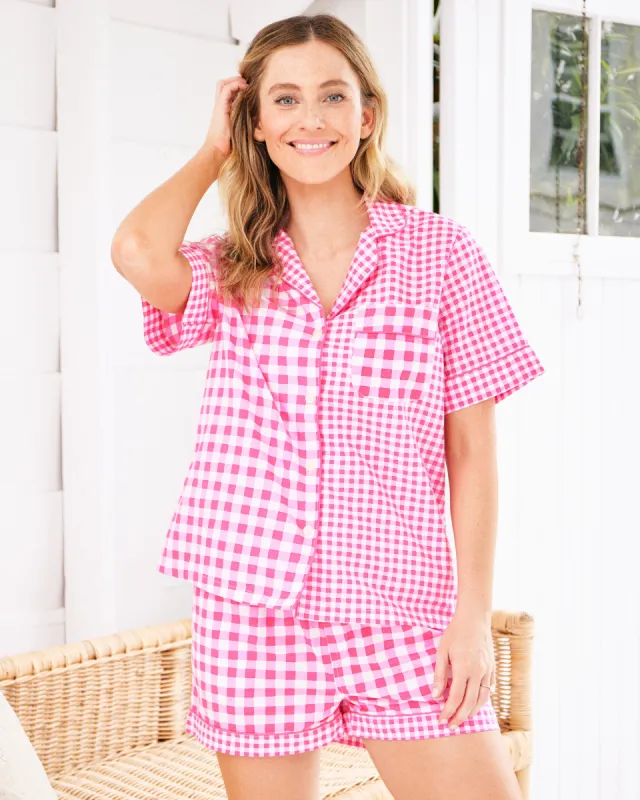 Garden Gingham - Short PJ Set - Pink Spritz sold by Printfresh