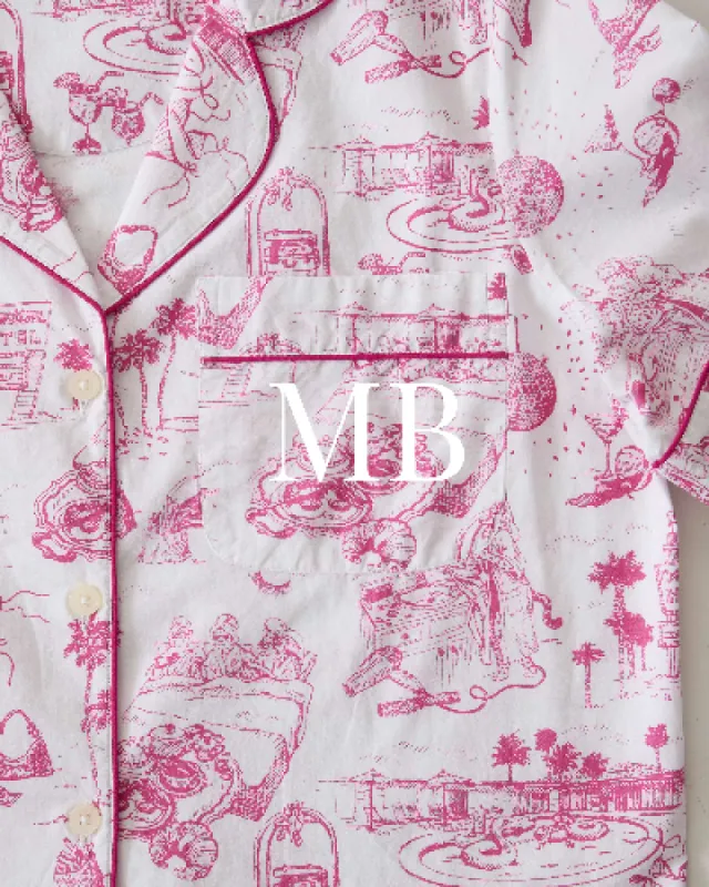 PF x Sean Taylor Girls' Trip Toile - Long PJ Set - Pink Cloud sold by Printfresh