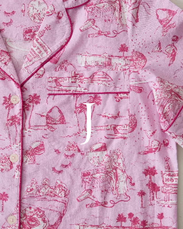 PF x Sean Taylor Girls' Trip Toile - Long PJ Set - Rose sold by Printfresh