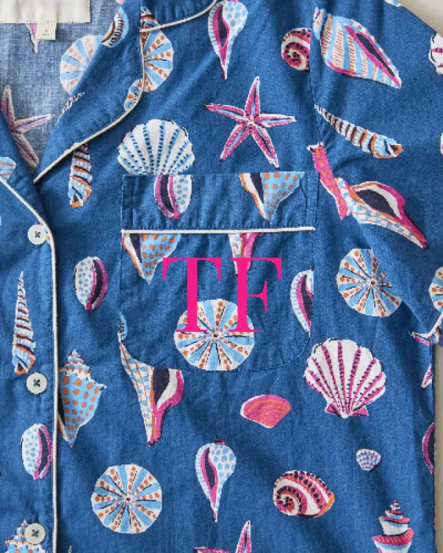 Beachcomber  - Short Sleeve Top & Cropped Pants Set - Shoreline Blue sold by Printfresh