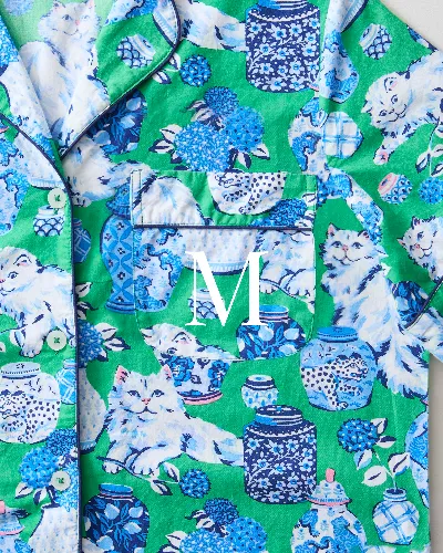 Fancy Cat - Short PJ Set - Green Juice sold by Printfresh