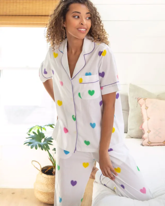 Queen of Hearts - Short Sleep Top & Long Pants Set - Rainbow sold by Printfresh